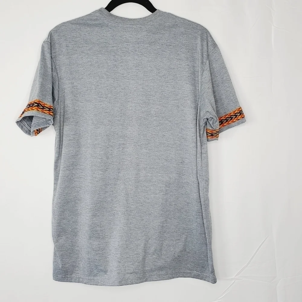 Hoykawim Graphic Cotton Tee Size XL Gray Short Sleeve African Print Shirt - Picture 4 of 10